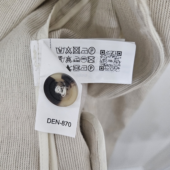 New ZARA WOMAN V-NECK ZW COLLECTION ASYMMETRIC STRIPED WAISTCOAT SAND Size S - Picture 8 of 13